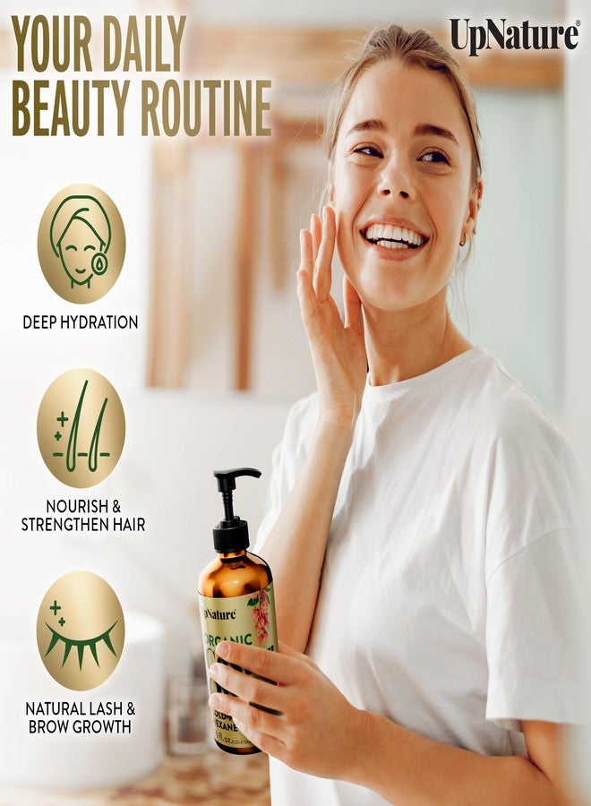UpNature Organic Castor Oil in Glass Bottle (16 oz) 100% Pure Cold Pressed Unrefined Castor Oil for Hair Skin Face (Hexane Free) - Image 2